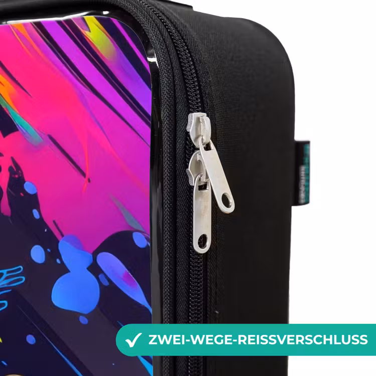 Neon actievolle voetbalspeler Kinderkoffer - Zwart klein -rits_DE