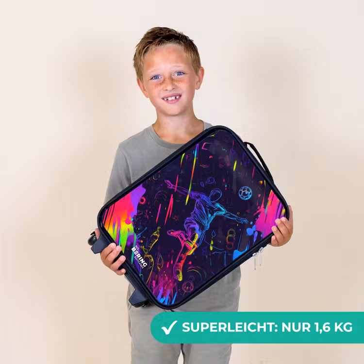 Neon actievolle voetbalspeler Kinderkoffer - Zwart klein -sfeer4_DE
