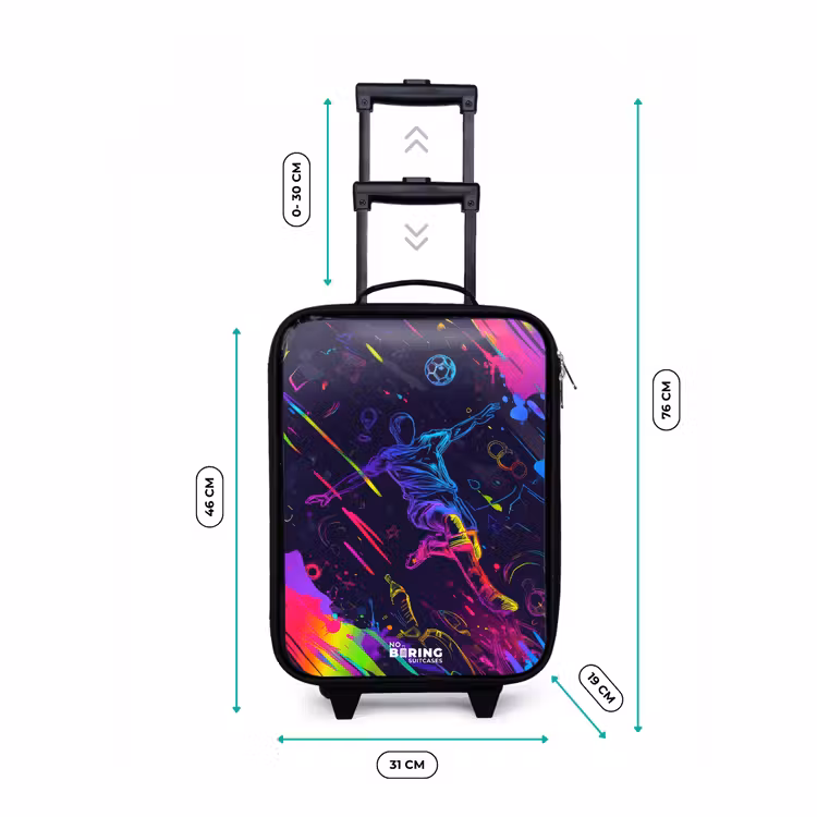 Neon actievolle voetbalspeler Kinderkoffer - Zwart klein -productfoto_formaten