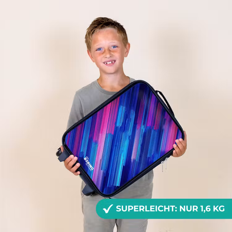 Neon - Strepen - Abstract - Blauw - Roze Kinderkoffer - Zwart klein -sfeer4_DE
