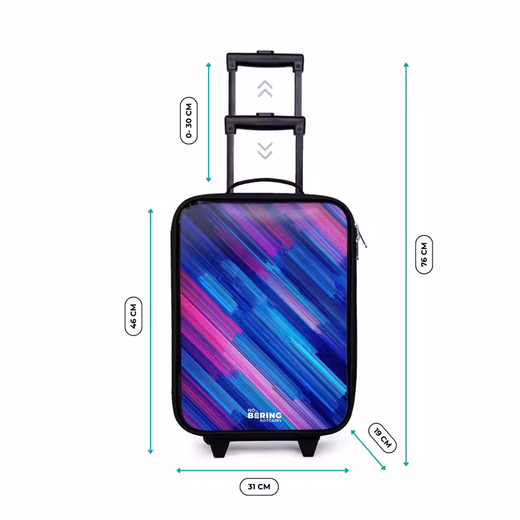 Neon - Strepen - Abstract - Blauw - Roze Kinderkoffer - Zwart klein -productfoto_formaten