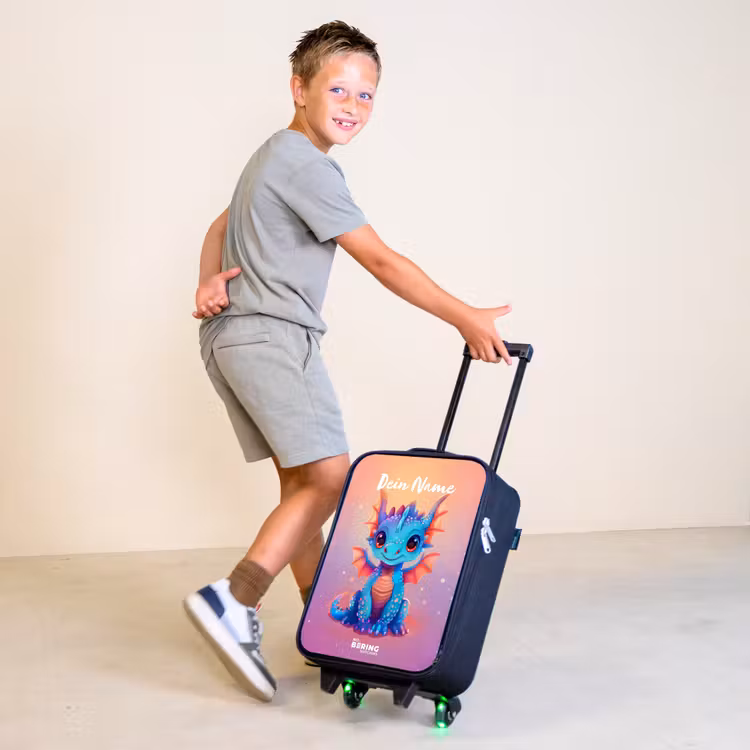 Schattige baby draak Kinderkoffer - Zwart klein -sfeer3