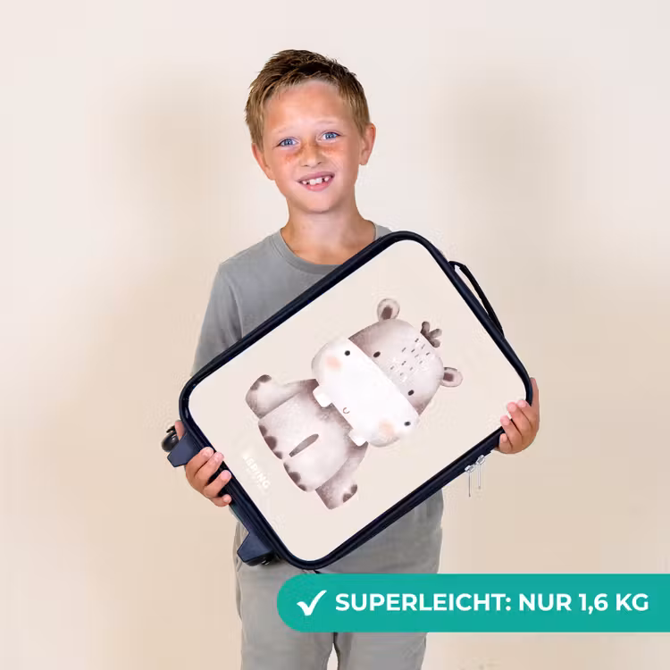 Nijlpaard op beige achtergrond illustratie Kinderkoffer - Zwart klein -sfeer4_DE