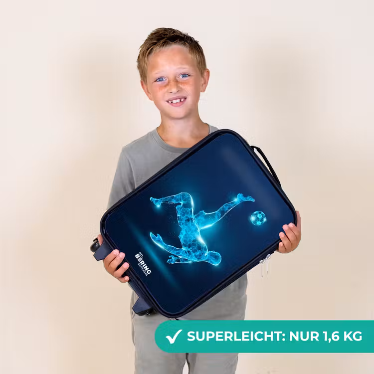 Omhaal in blauw neonvoetbal Kinderkoffer - Zwart klein -sfeer4_DE