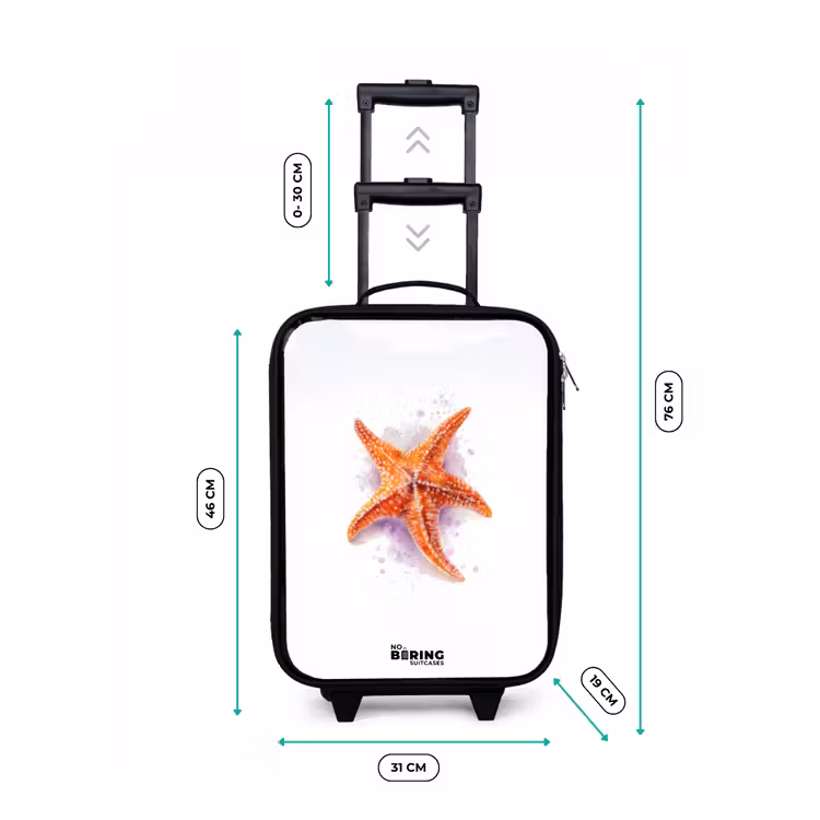 Oranje Zeester Illustratie Kinderkoffer - Zwart klein -productfoto_formaten