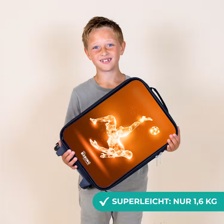 Oranje lichtvoetballer in zweefmoment Kinderkoffer - Zwart klein -sfeer4_DE