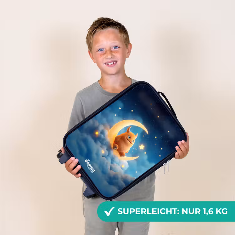 Oranje monster op maansikkel Kinderkoffer - Zwart klein -sfeer4_DE
