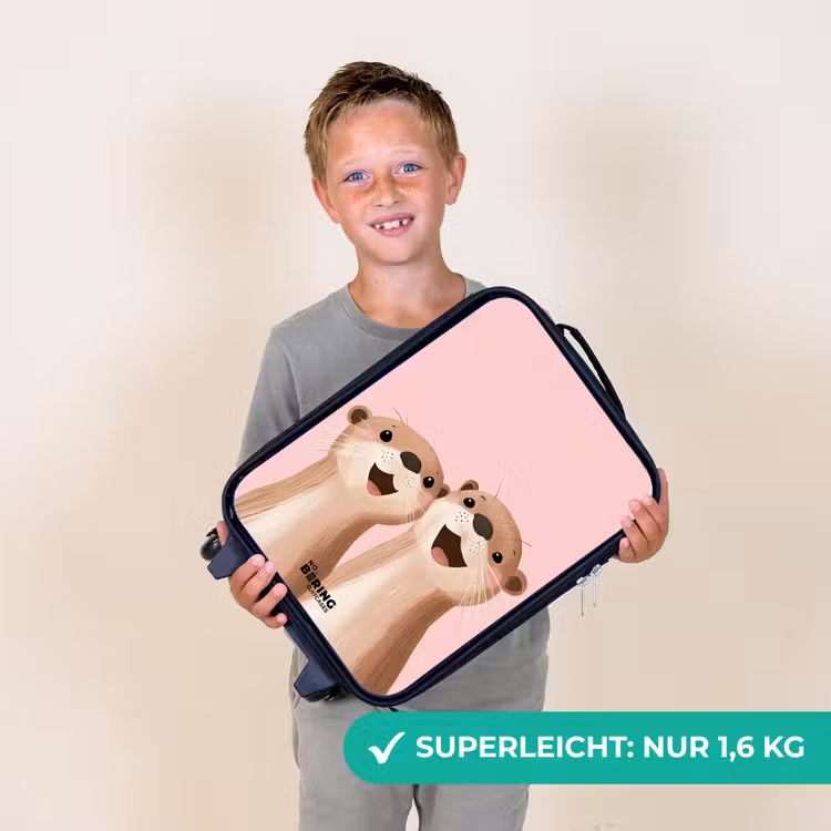 Otters - Lachen - Roze - Illustratie Kinderkoffer - Zwart klein -sfeer4_DE