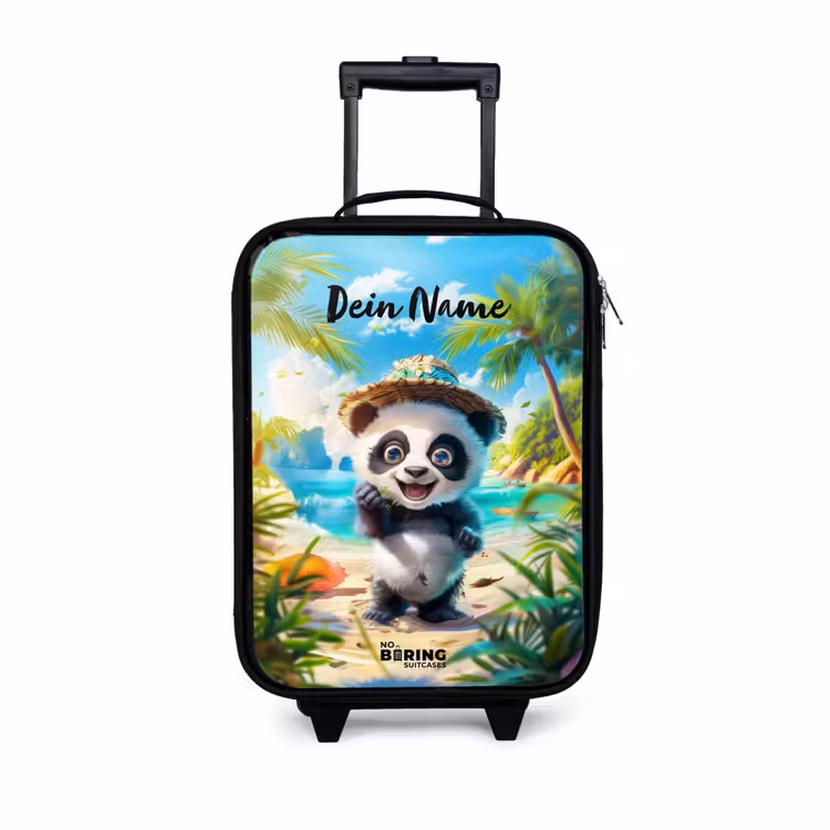 Pablo panda Kinderkoffer - Zwart klein -3d