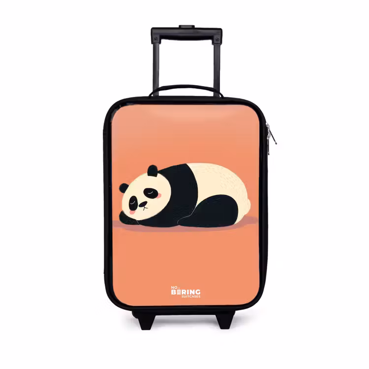 Panda - Slapen - Oranje Kinderkoffer - Zwart klein -3d