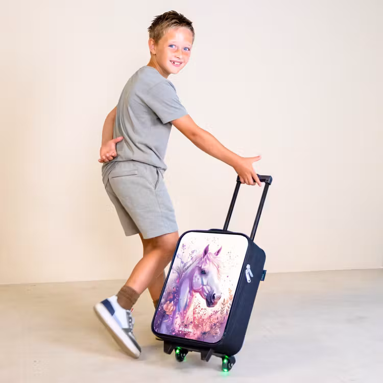 Parelachtige Pony Kinderkoffer - Zwart klein -sfeer3