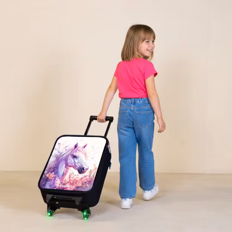 Parelachtige Pony Kinderkoffer - Zwart klein -sfeer1