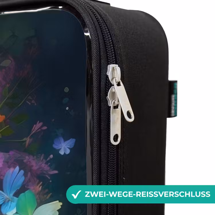 Paard in kleurrijke bloemen Kinderkoffer - Zwart klein -rits_DE