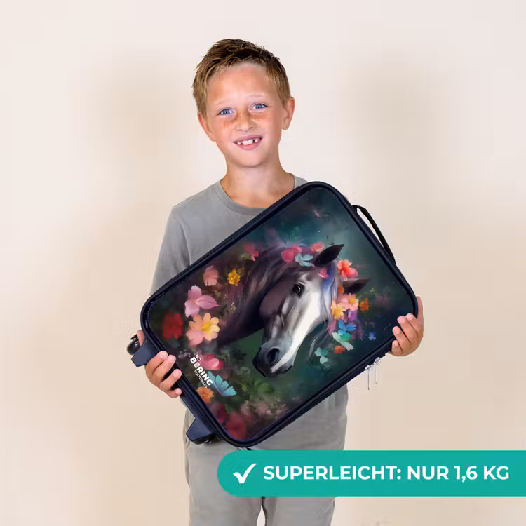 Paard in kleurrijke bloemen Kinderkoffer - Zwart klein -sfeer4_DE