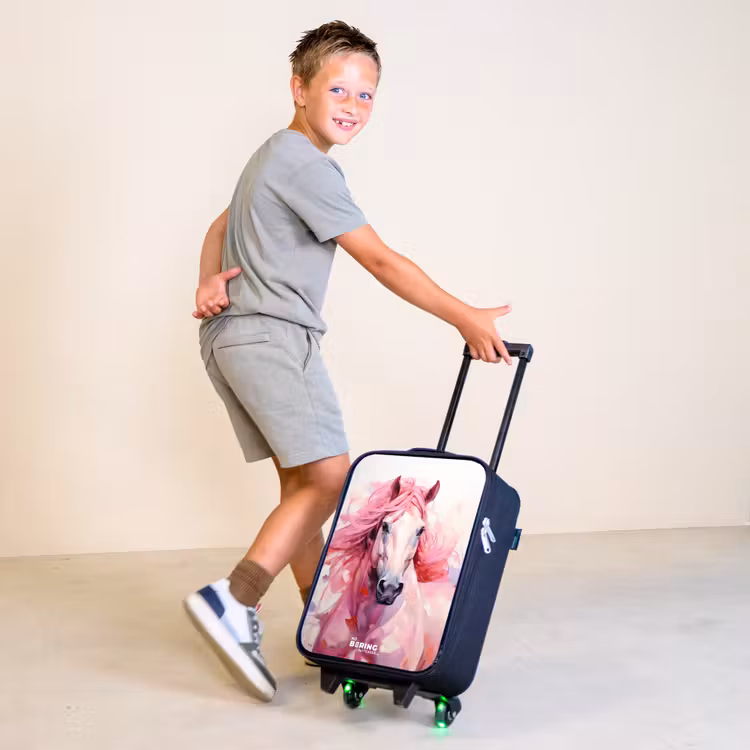 Paard in roze pastel tinten Kinderkoffer - Zwart klein -sfeer3