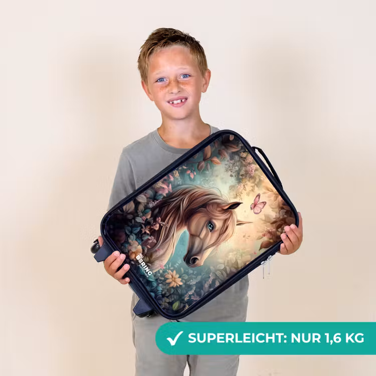 Paard met vlinders in bloementuin Kinderkoffer - Zwart klein -sfeer4_DE