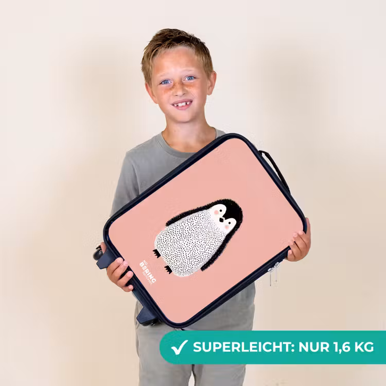 Pinguïn - Stippen - Roze - Minimalistisch Kinderkoffer - Zwart klein -sfeer4_DE