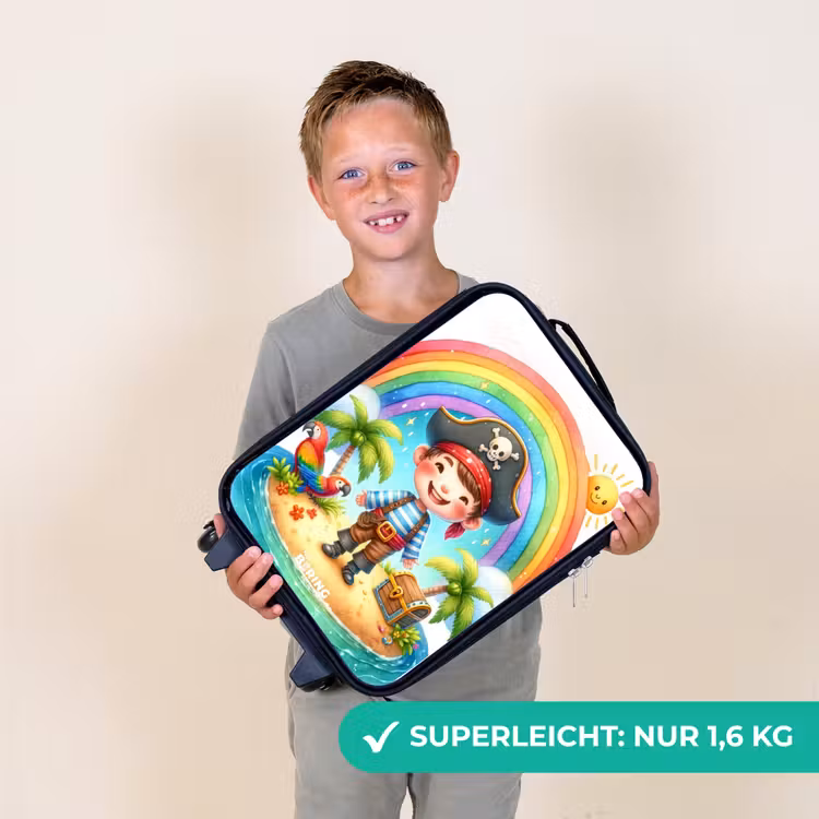 Piraat op een eiland met een schat Kinderkoffer - Zwart klein -sfeer4_DE