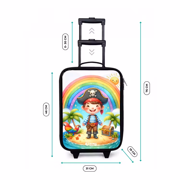 Piraat op een eiland met een schat Kinderkoffer - Zwart klein -productfoto_formaten