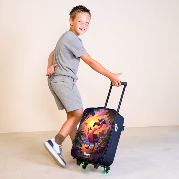 Piraten flamingo op een tropisch pad Kinderkoffer - Zwart klein -sfeer3