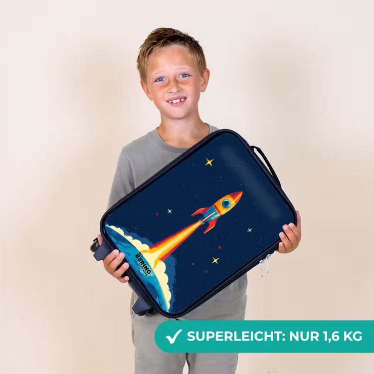 Planeet - Raket - Sterren - Donkerblauw Kinderkoffer - Zwart klein -sfeer4_DE