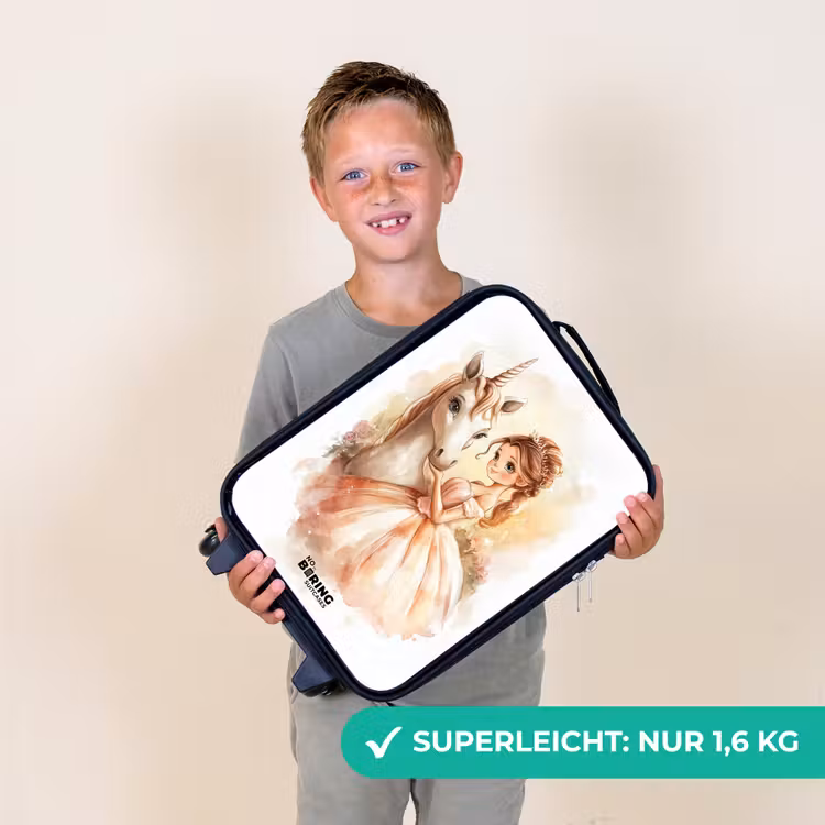 Prinses in jurk met witte eenhoorn Kinderkoffer - Zwart klein -sfeer4_DE