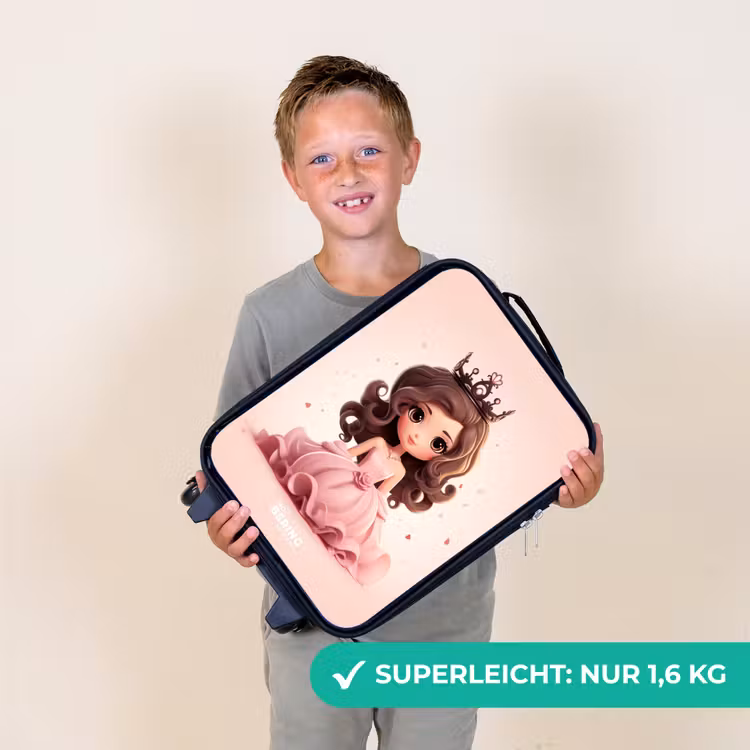 Prinses in een roze jurk met kroon Kinderkoffer - Zwart klein -sfeer4_DE
