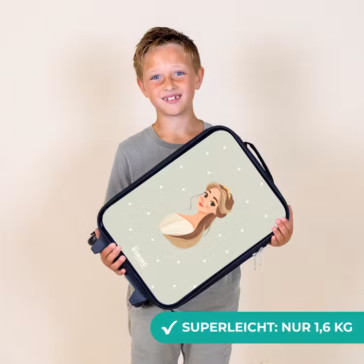 Prinses met tiara op groene stippenachtergrond Kinderkoffer - Zwart klein -sfeer4_DE