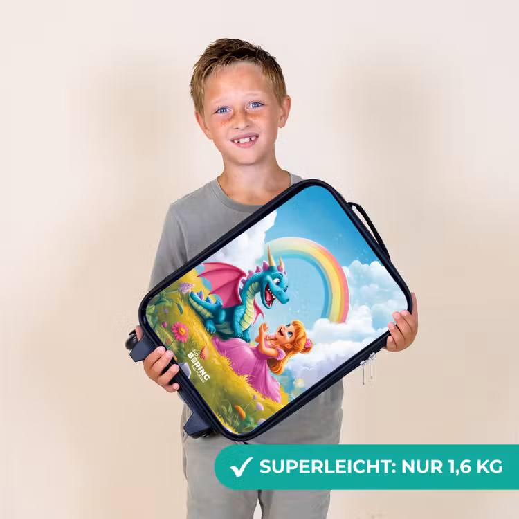 Prinses en dino in een kleurrijke wereld Kinderkoffer - Zwart klein -sfeer4_DE