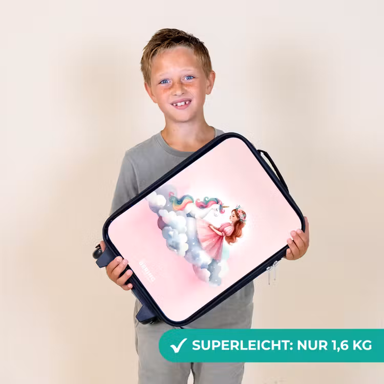 Prinses en eenhoorn op een wolk Kinderkoffer - Zwart klein -sfeer4_DE