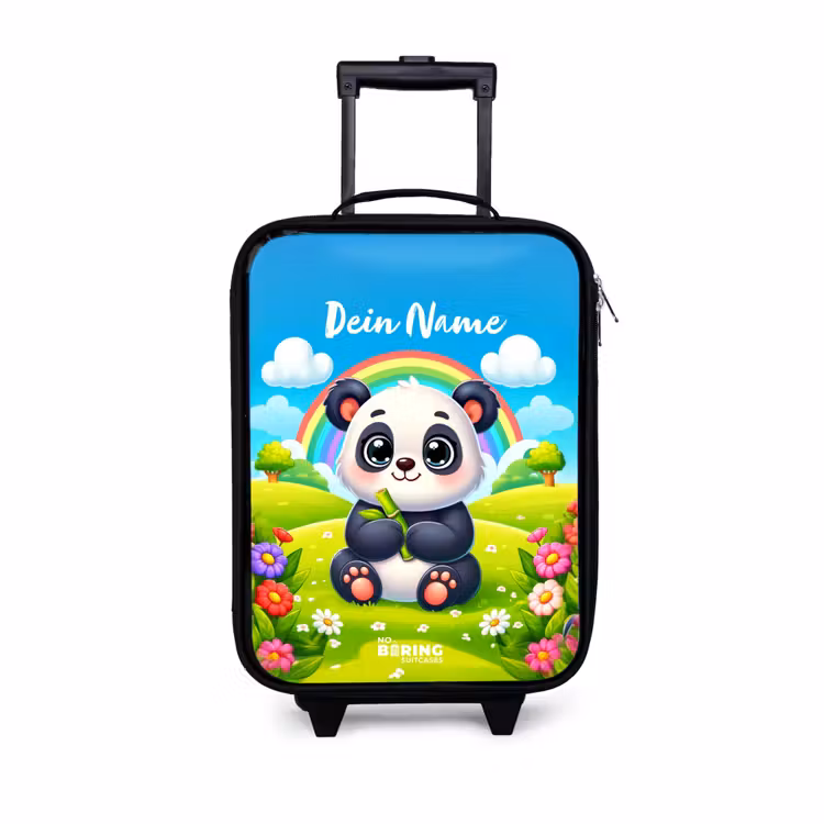 Pukkie Panda Kinderkoffer - Zwart klein -3d