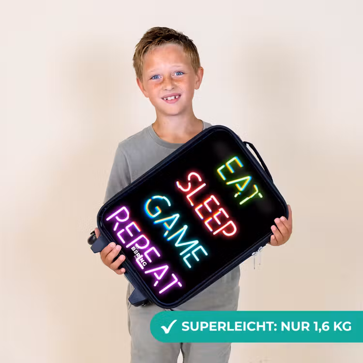 Qoute met neon lichten Kinderkoffer - Zwart klein -sfeer4_DE