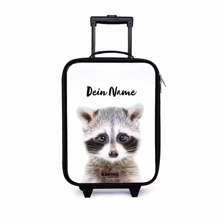 Rachid Racoon Kinderkoffer - Zwart klein -3d