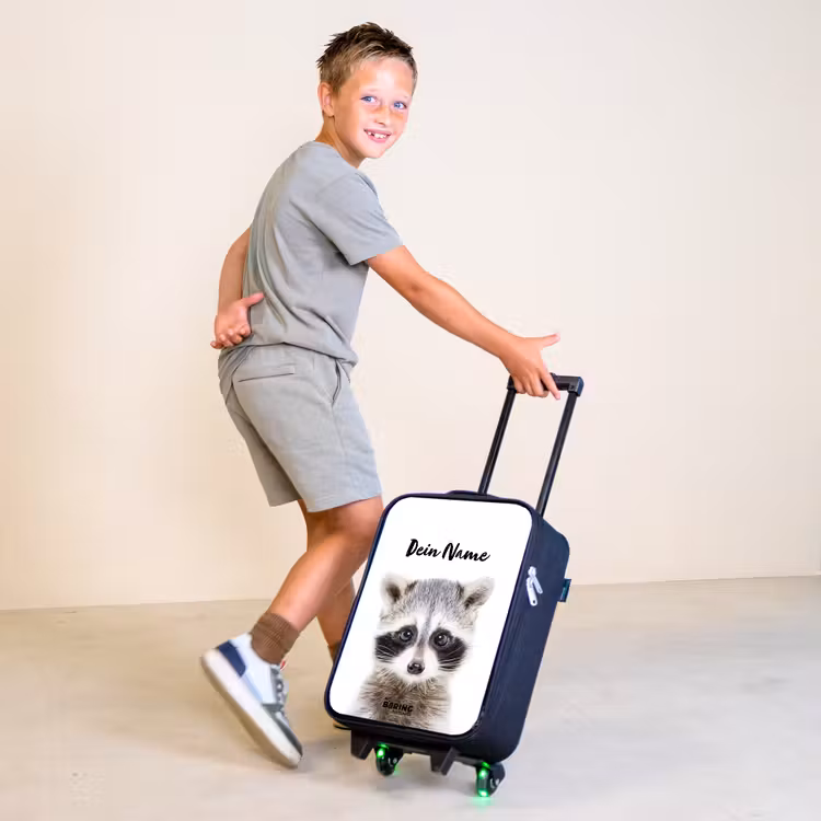 Rachid Racoon Kinderkoffer - Zwart klein -sfeer3