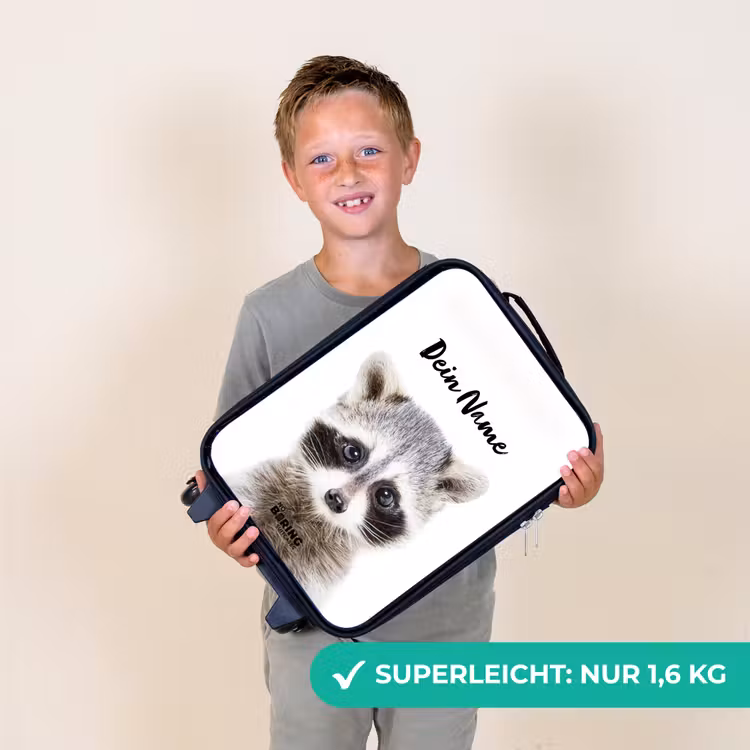 Rachid Racoon Kinderkoffer - Zwart klein -sfeer4_DE
