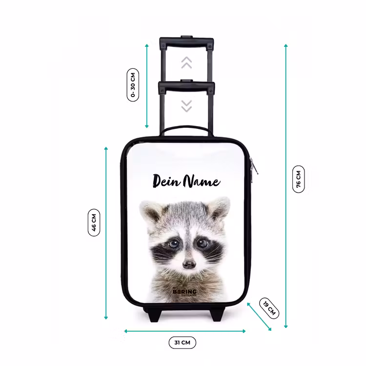 Rachid Racoon Kinderkoffer - Zwart klein -productfoto_formaten