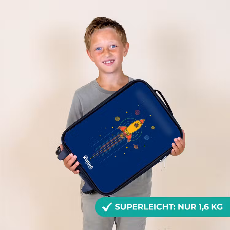 Raket - Planeten - Sterren Kinderkoffer - Zwart klein -sfeer4_DE