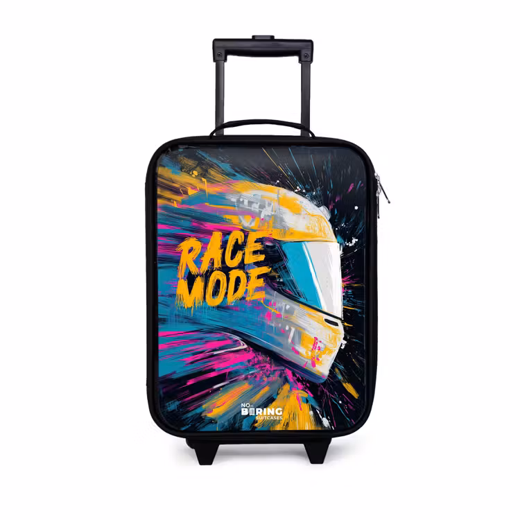 Racehelm - Verfspatten - Penseelstreken - Race mode Kinderkoffer - Zwart klein -3d