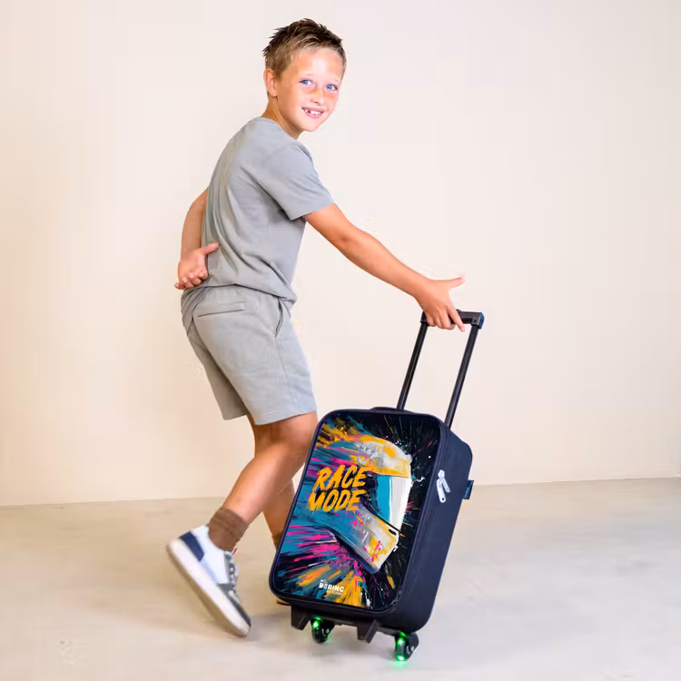 Racehelm - Verfspatten - Penseelstreken - Race mode Kinderkoffer - Zwart klein -sfeer3