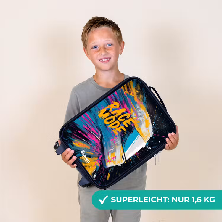 Racehelm - Verfspatten - Penseelstreken - Race mode Kinderkoffer - Zwart klein -sfeer4_DE