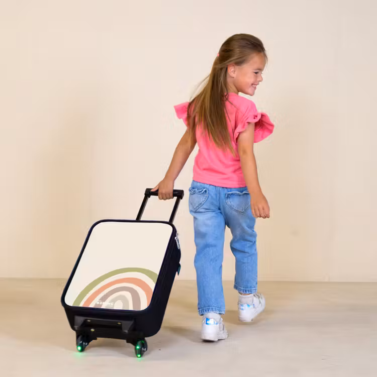 Ruwe regenboog pastel Kinderkoffer - Zwart klein -sfeer1