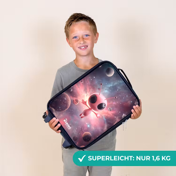 Roze Alien in Sterrennevel Kinderkoffer - Zwart klein -sfeer4_DE