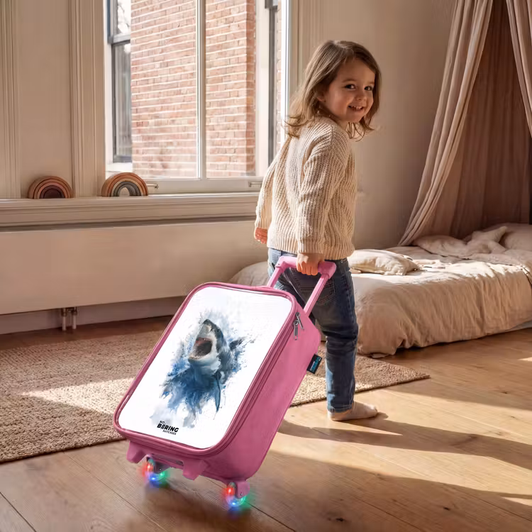 Aanvallende haai in waterverf Kinderkoffer - Roze klein -sfeer1
