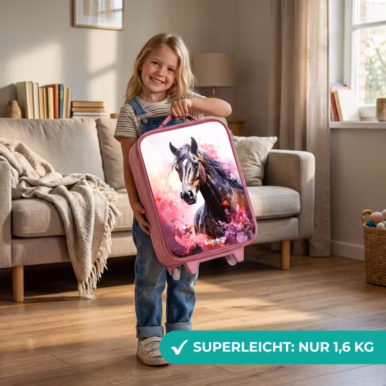 Aquarel paard in kleurexplosie Kinderkoffer - Roze klein -sfeer2_DE