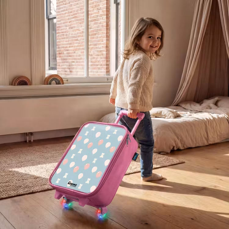 Beertjes in luchtballonnen tussen wolken en ballonnen Kinderkoffer - Roze klein -sfeer1