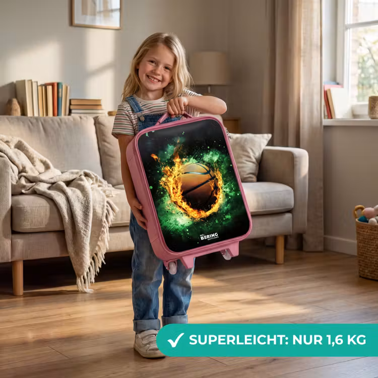 Basketbal in vlammen en explosieve energie Kinderkoffer - Roze klein -sfeer2_DE