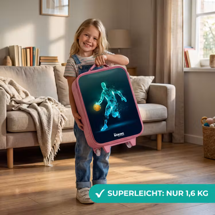 Basketbalspeler in neon dribbelactie Kinderkoffer - Roze klein -sfeer2_DE