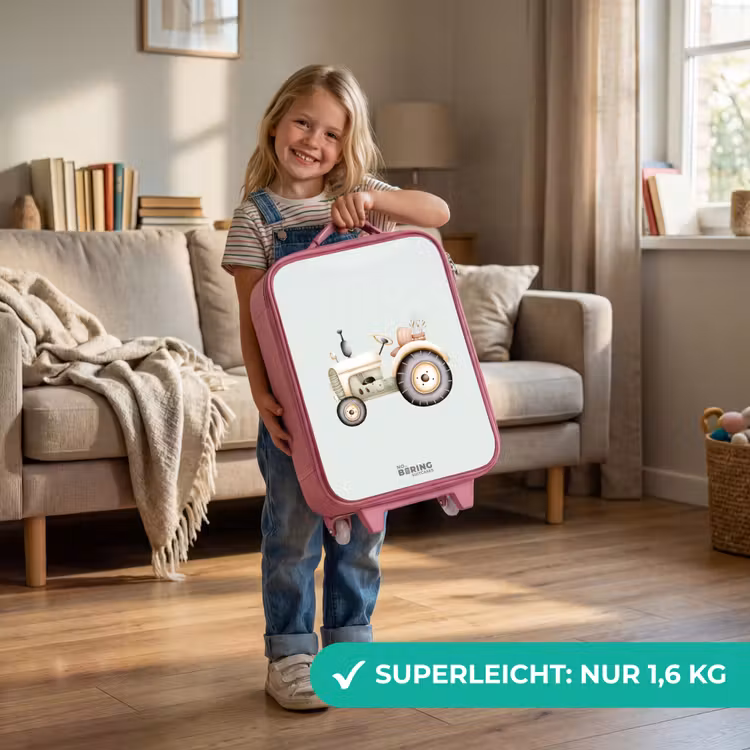 Beige vintage tractor in pastel groene kleuren Kinderkoffer - Roze klein -sfeer2_DE