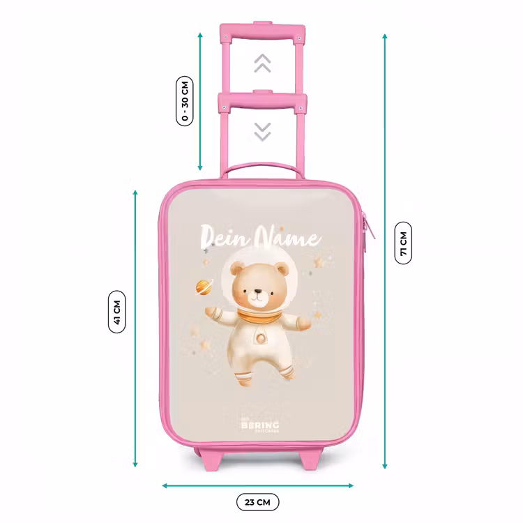Beige ruimtebeer zweeft tussen sterren Kinderkoffer - Roze klein -productfoto_formaten