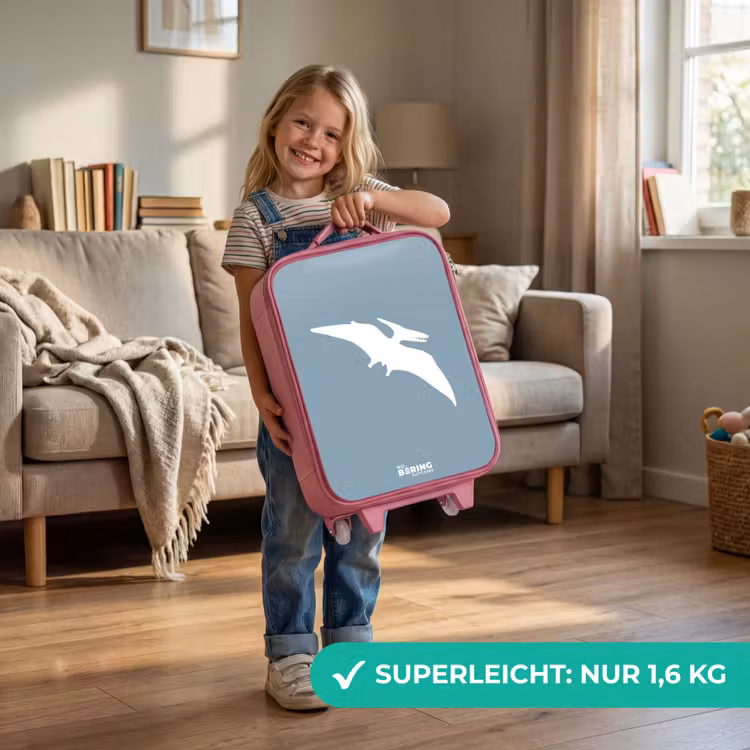 Blauw met Pteranodon dino Kinderkoffer - Roze klein -sfeer2_DE
